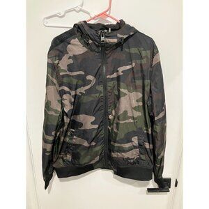 Calvin Klein Men's Camouflage Windbreaker Jacket, Green/Black, Large